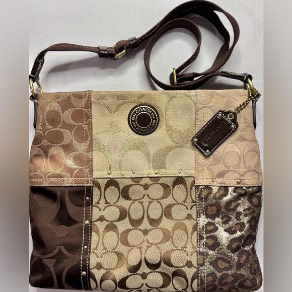 Coach Handbags - Coach Signature Patchwork STUDDED Demi File Bag crossbody style 20348